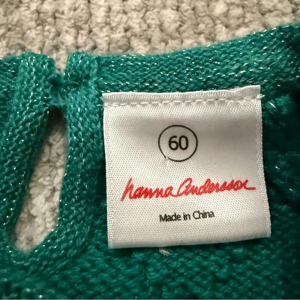 Hanna Andersson Green Metallic Knit‎ Dress Size 60 (3–6M)
